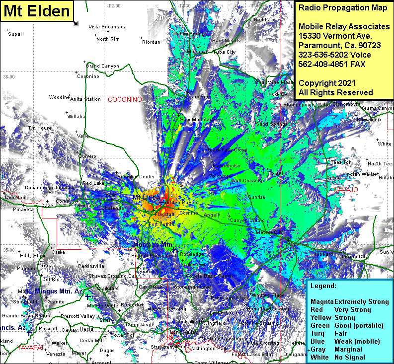 heat map radio coverage Mt Elden